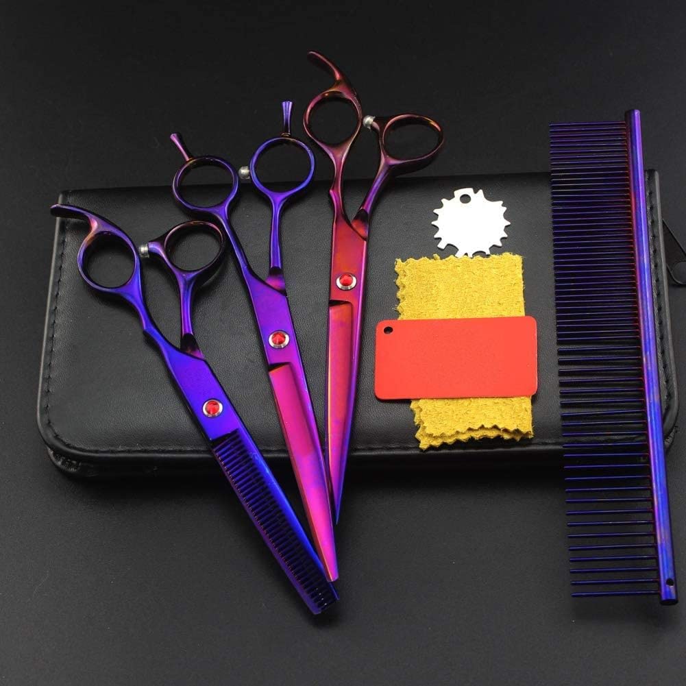 Ensemble de ciseaux de coiffure 7 pouces comprenant ciseaux de barbier et rasoir