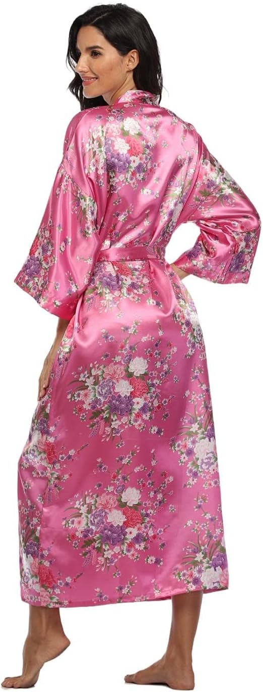 DandyChic Kimono Robes For Women Floral Long Lightweight Silky Sleepwear bridal Dressing Gown - Image 6