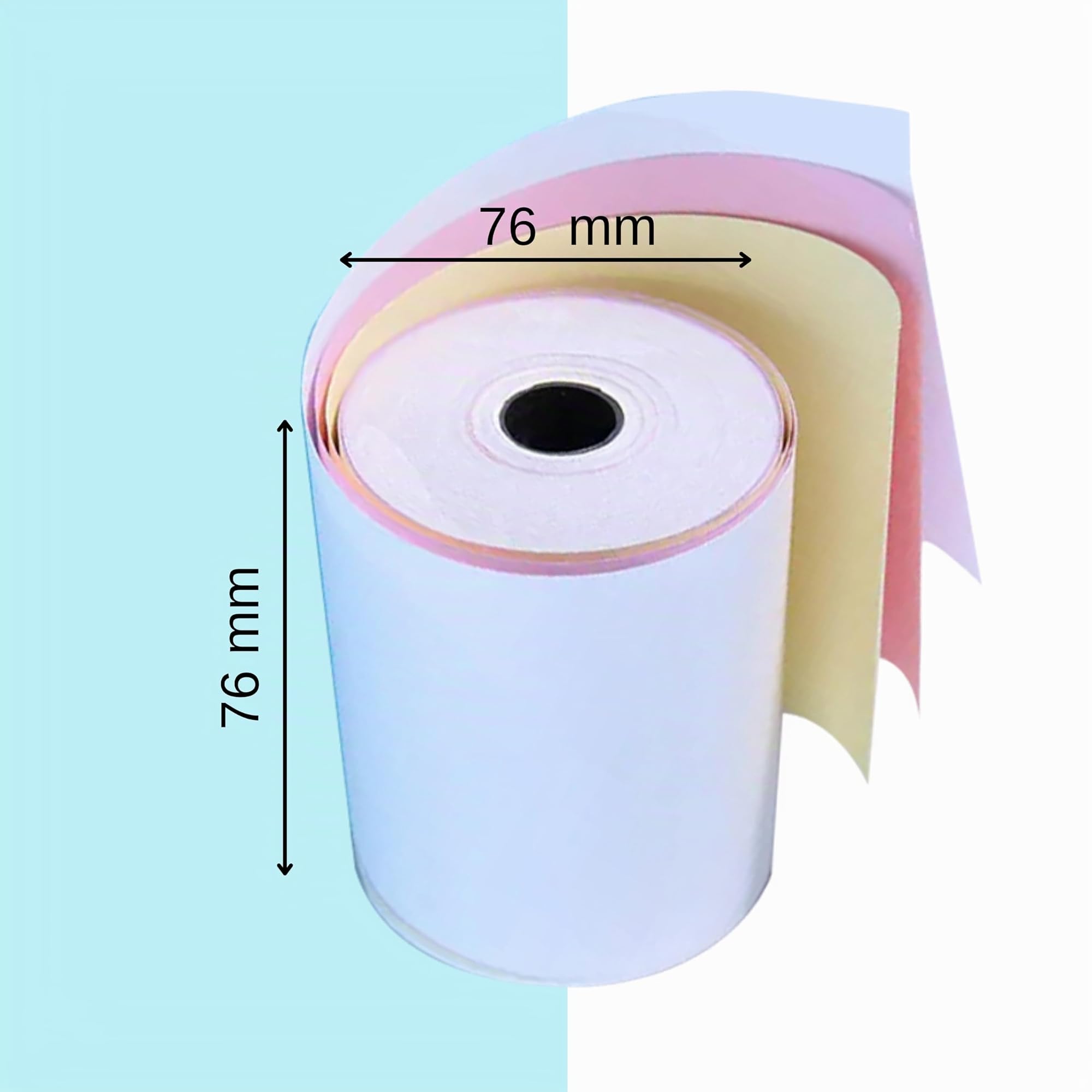 Double Dragon 76 x 76 mm, Rotolo di Carta Autocopiante a 3 Strati per Stampante da Cucina, Calcolatrice di Stampa, Stampante di Ricevute Non Termica POS, Stampante ad Impatto Matriciale | 20 Rotoli