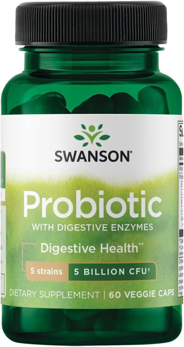 Swanson Probiotic with Digestive Enzymes 5 Billion CFU, 60 Veg Caps