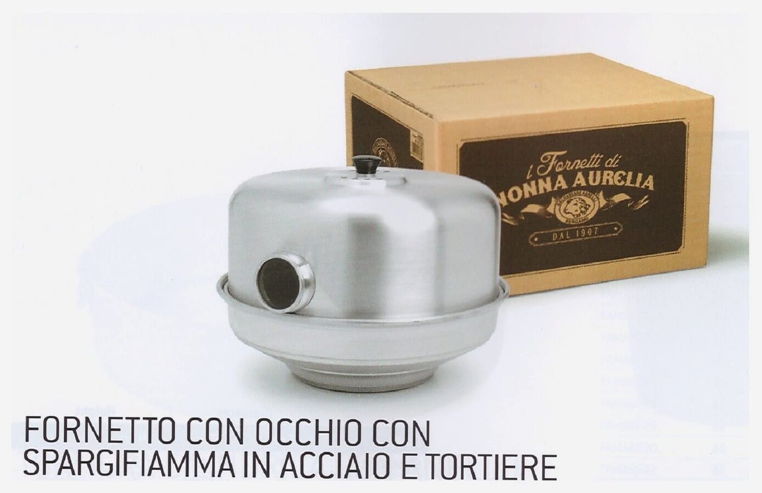 Pentole Agnelli Coalfornoocchio35 Family Fornetto Nonna Aurelia, Con Occhio Con Spargifiamma Inox E Tortiere 10/10, Lucidato, Argento, ‎35 x 35 x 10 cm. 100 grammi