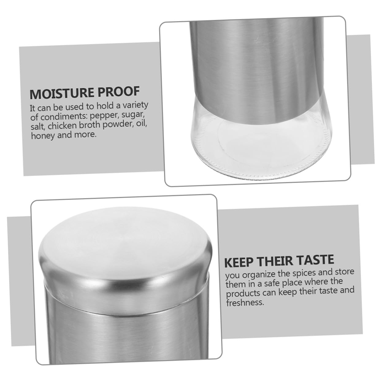 Hemobllo Contenitore Ermetico 1500ml in Acciaio Inox e Vetro per Caffè | Tè, Finitura Argento, Uso Cucina e Tavolo, Design Delicato, Buona Tenuta