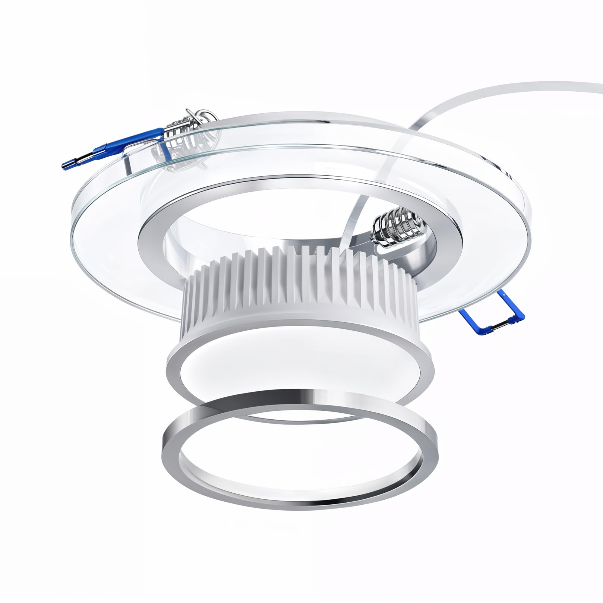 SSC-LUXon Glas LED Decken Einbaustrahler Einbauleuchte dimmbar & super flach (30mm) runde Form mit 6W LED Modul warmweiß 2700K