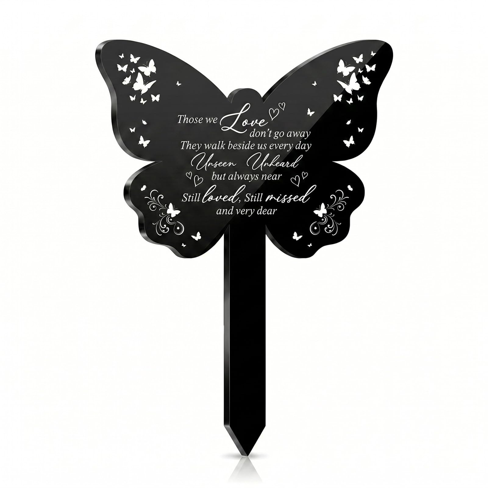 Pqrsde Butterfly Grave Ornaments Memorial Plaques for Garden Grave Plaques Remembrance Plaque for Graves Acrylic Butterfly Memorial Plaque Stake for Cemetery Garden Yard (Love Do Not Go Away)