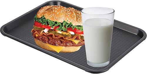Vista 31 de Paquete de 12 bandejas de comida rápida marrón de 16 x 12 pulgadas, bandejas rectangulares grandes para servir restaurante, bandejas de plástico
