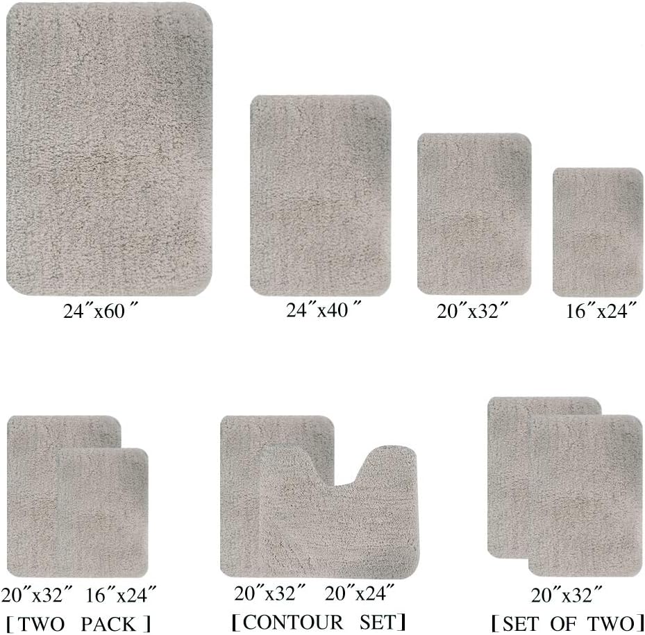 Walensee Shaggy 2 Piece Bath Rug Sets (Light Tan) 20 x 24 U Shape Contour Rug & 20 x 32 Bathroom Rug Machine Wash/Dry Bath Mats for Bathroom Plush Absorbent Bathroom Rugs and Mats Set Non Slip