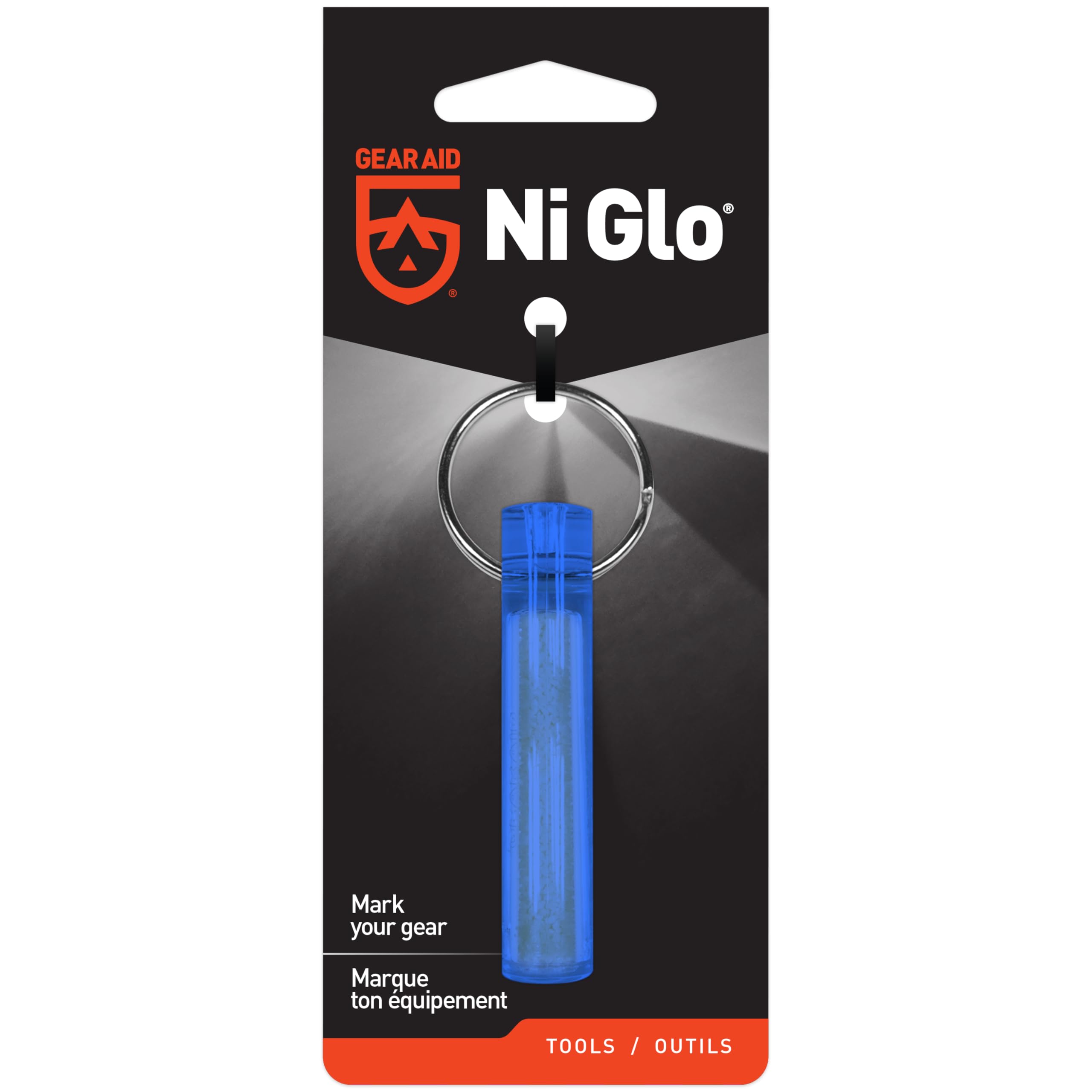 GEAR AID Ni Glo, 2” Glowing Keychain for Camping, Scuba and Night Fishing