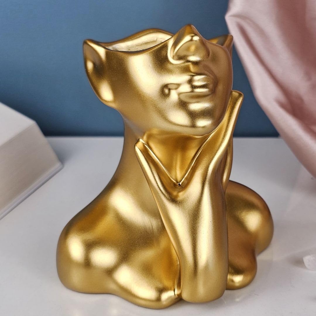 SATYAM KRAFT 1 Pcs Human Face Shape Resin Flower Vase for Home, Bedroom, Christmas, Living Room, Office, Balcony, Kitchen, Valentine,Table,Gift for Birthday,Anniversary(Pack of 1)(Golden) (B0D6GHZYH9) Amazon Price History, Amazon Price Tracker