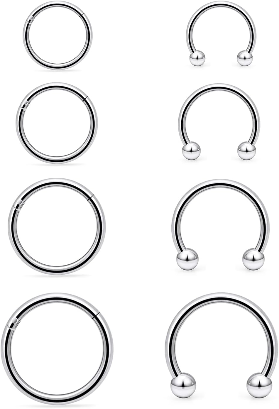 Lcolyoli 16G Septum Rings Surgical Steel Smiley Piercing Jewelry Nose Septum Rings Hoop Lip Piercing Jewelry for Women Men Inner Diameter 6mm/8mm/10mm/12mm
