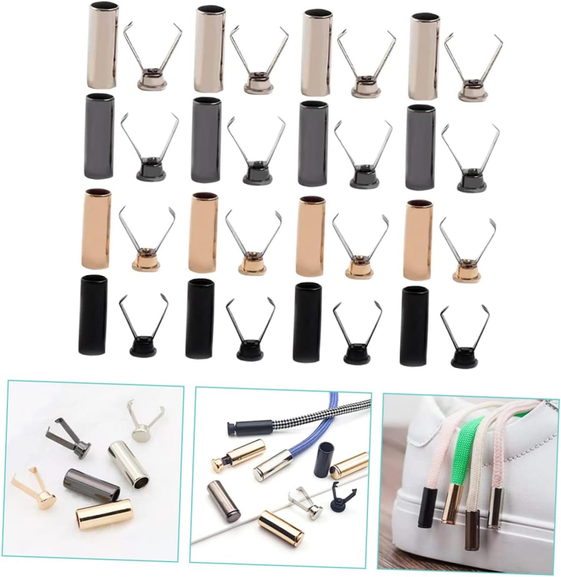 DIYEAH 160pcs Cord Locks for Drawstrings DIY Cord Stoppers for Clothing Bags and Sportswear End Locks Gunmetal