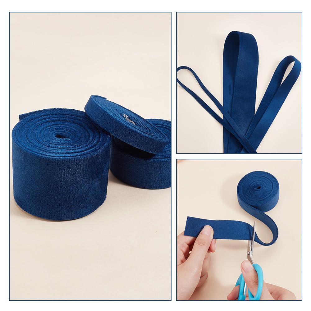 BENECREAT Lot De 3 Rouleaux De Ruban En Velours Double Face Bleu Océan Plat Pour Décorations De Mariage, Décorations De Noël, Bouquets Floraux, Loisirs Créatifs, 0,9 Cm, 2,5 Cm, 5,1 Cm