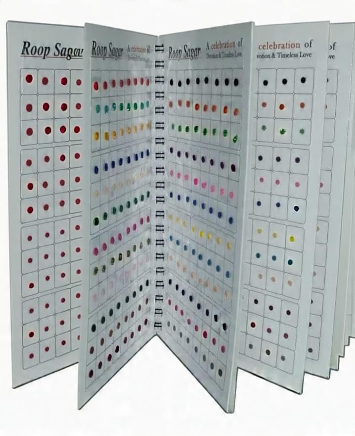 TFSJ Roop Sagar Fancy Bindi 960 Pcs Multicolor Bindi Booklet,Kumkum Sticker Bindiya for Women,Spiral Bindi Book,Traditional,Bridal,Fancy,Reusable Forehead Bindis,Indian Makeup & Ethnic Accessory-picture-48