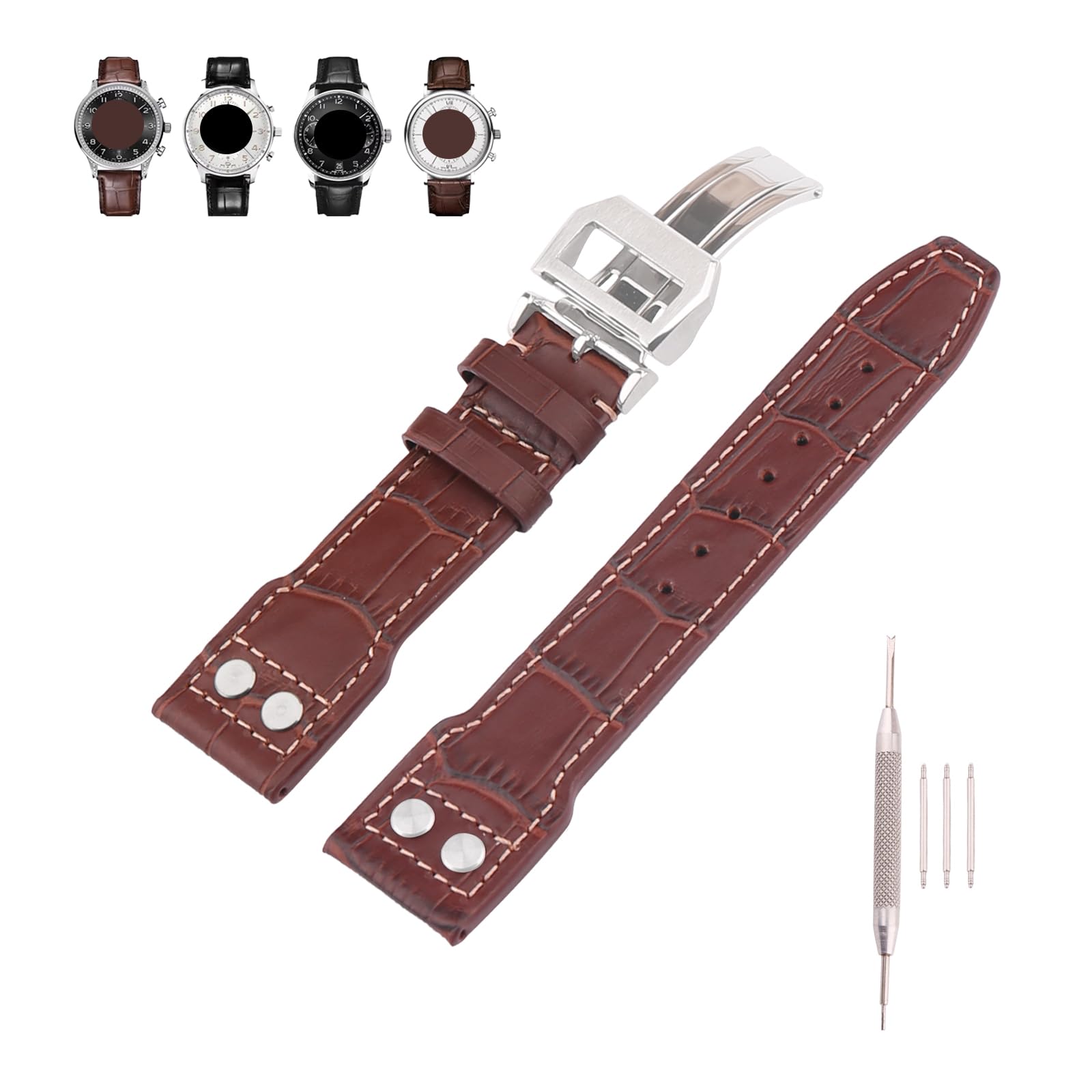 MMBAY22mm Rubber Watch Bands Compatible Fit for IWC Big Pilot’s Watch Replacement Silicone Strap Wirstband for Men and Women Waterproof Bracelet Watch accessories