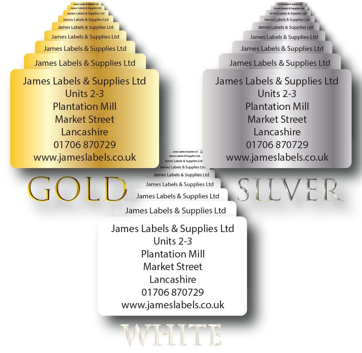 Personalised Address Labels/Return Address Labels 38mm x 21mm - 1040 Gold, Silver or White Labels