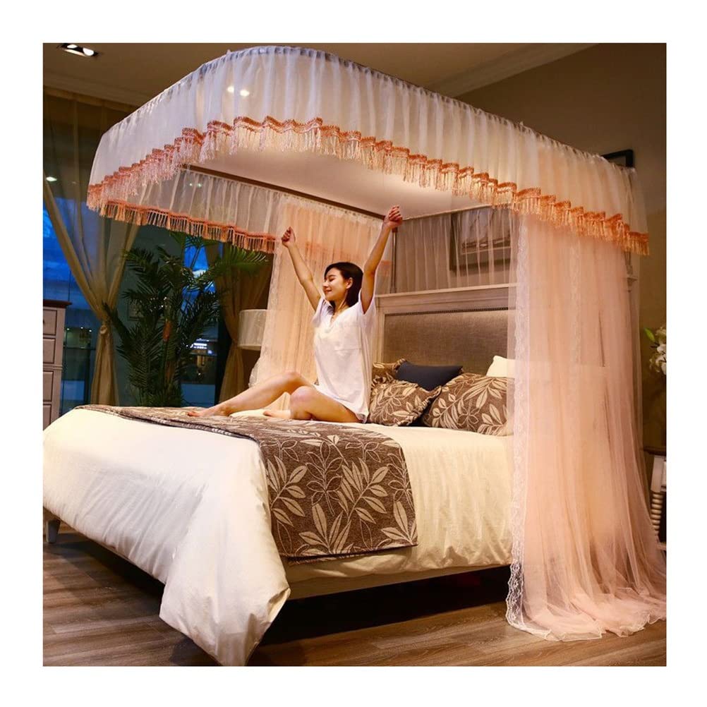 Cama de princesa con dosel acogedor rosa, la cortina ideal para un descanso mágico