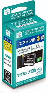 Ecolica EW-052A EW-452A Epson Mug, MUG-BK Compatible Recycled Ink, Standard Capacity, Black/Pigment, Remaining Charge Indicator