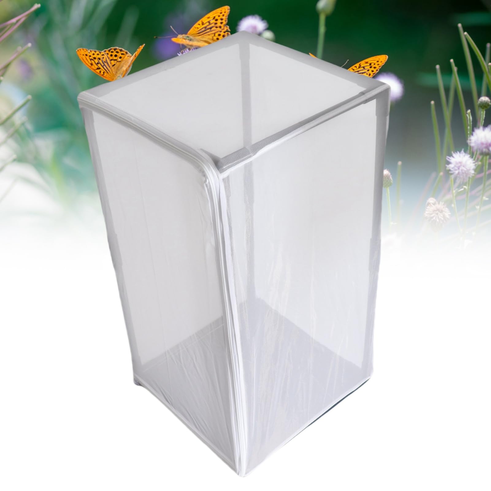 Insektenzuchtkäfig aus Netzmaterial mit PVC-Rohren, 42 x 42 x 77 cm, für Schmetterlinge und kleine Insekten, tragbar mit Griff