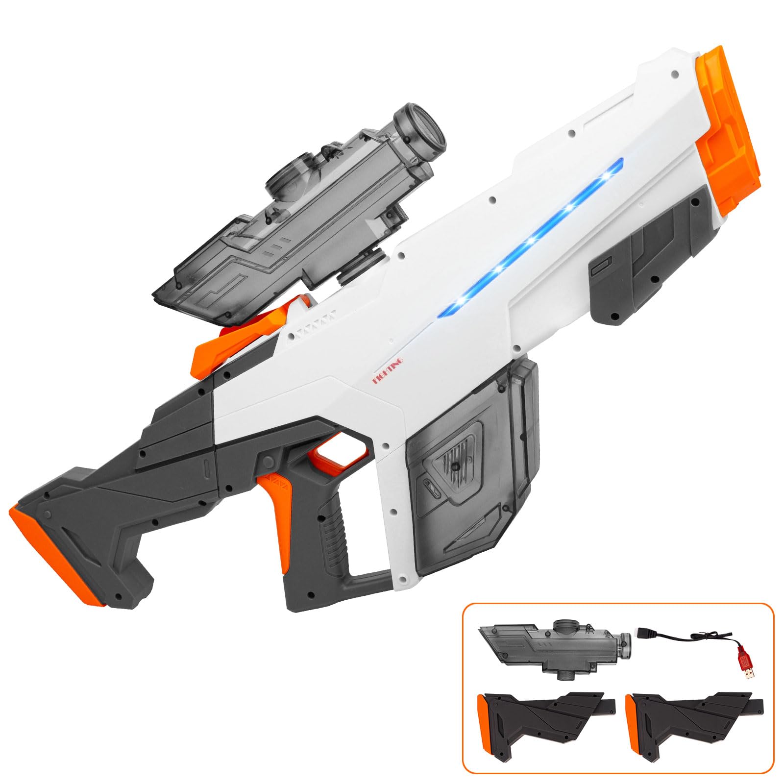 Electric Water Gun Automatic Water Pistol for Kids Boys Adults Powerful Water Guns Long Range Large Capacity with 2 Battery, Electric Water Blaster Summer Beach Pool Water Toys for Kids