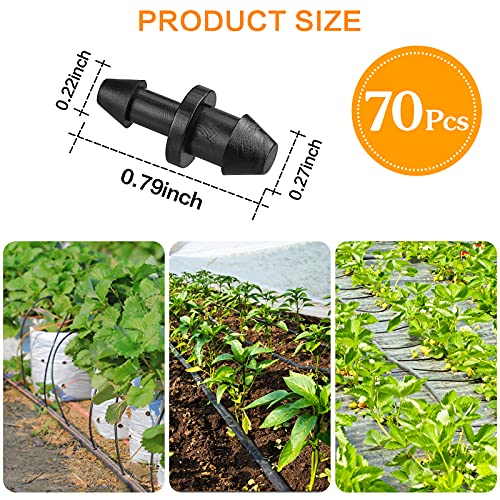 Imopo 70 Pack Drip Irrigation Universal 1/4" Barbed End Plug Fittings, Barbed Connectors For Drip Or Sprinkler System #TOP1