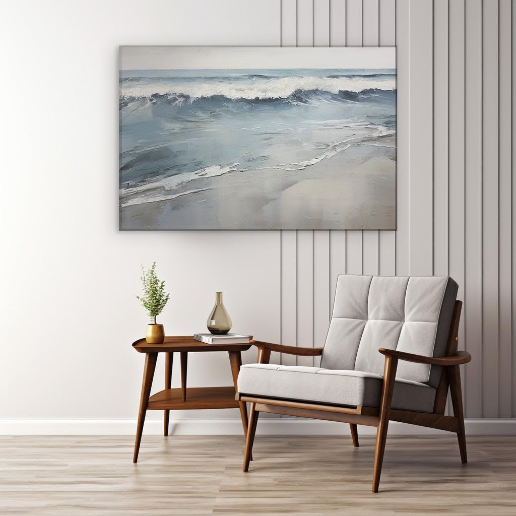 Canvas for Living room. Brushstrokes of Serenity - Capturing the Dynamic Seascape and Stormy Skies, 27 x 18 inch Canvas Wall Art - Contemporary Masterpieces - Zen Wall Decor - 69x46 cm (27x18 inch)