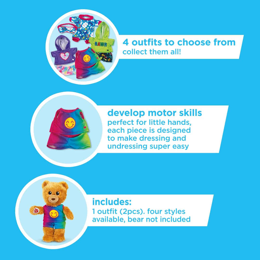 Casdon MINI Build-A-Bear Workshop Rainbow Smiley Toy Clothes Pack. 4 Mix-and-Match Toy Outfits Includes Pyjamas, Cute Hoodies - Image 4