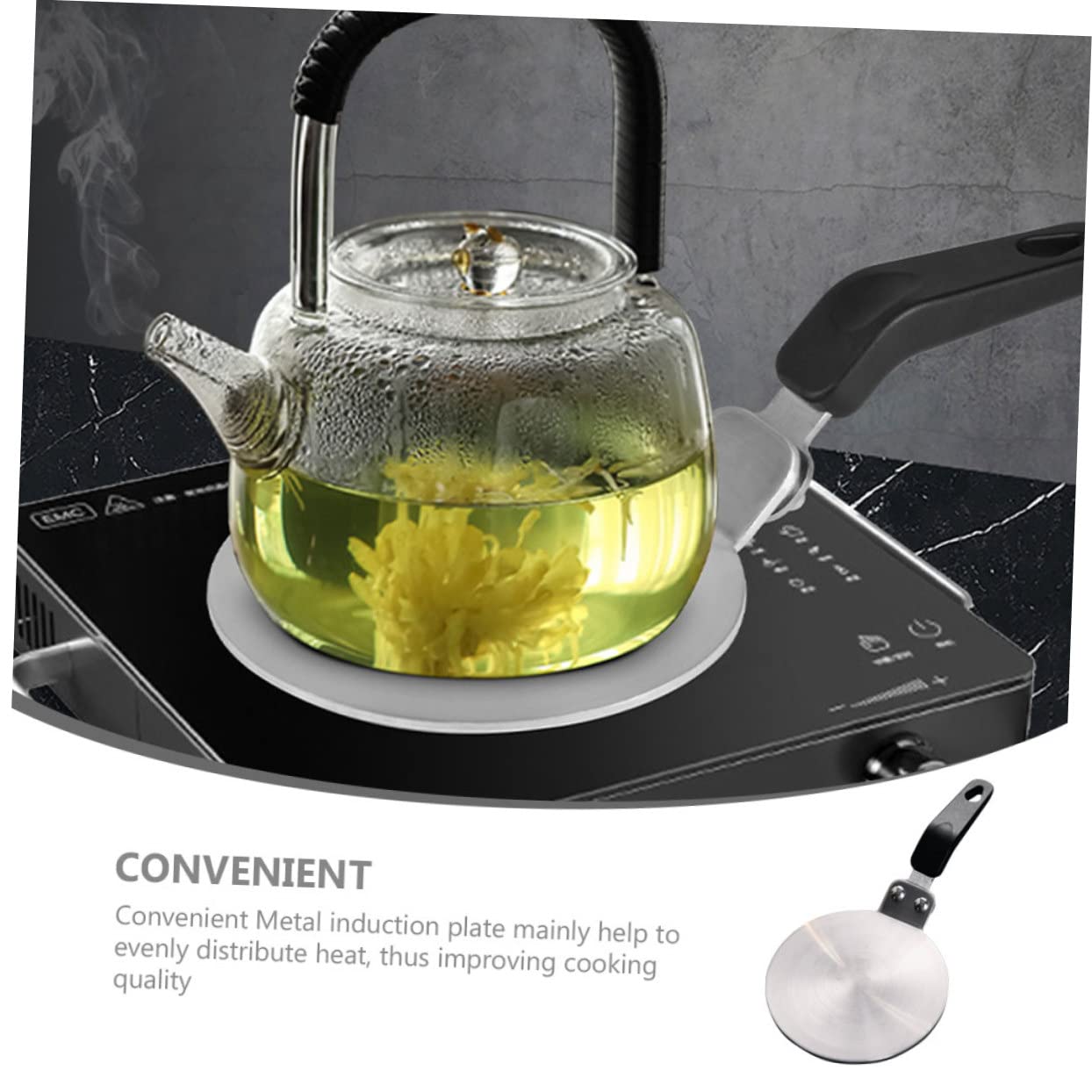 LABRIMP Placa Difusora de Inducción de Acero Inoxidable, Adaptador Redondo para Cafetera, Distribución Uniforme del Calor, Uso en Cocina y Gas