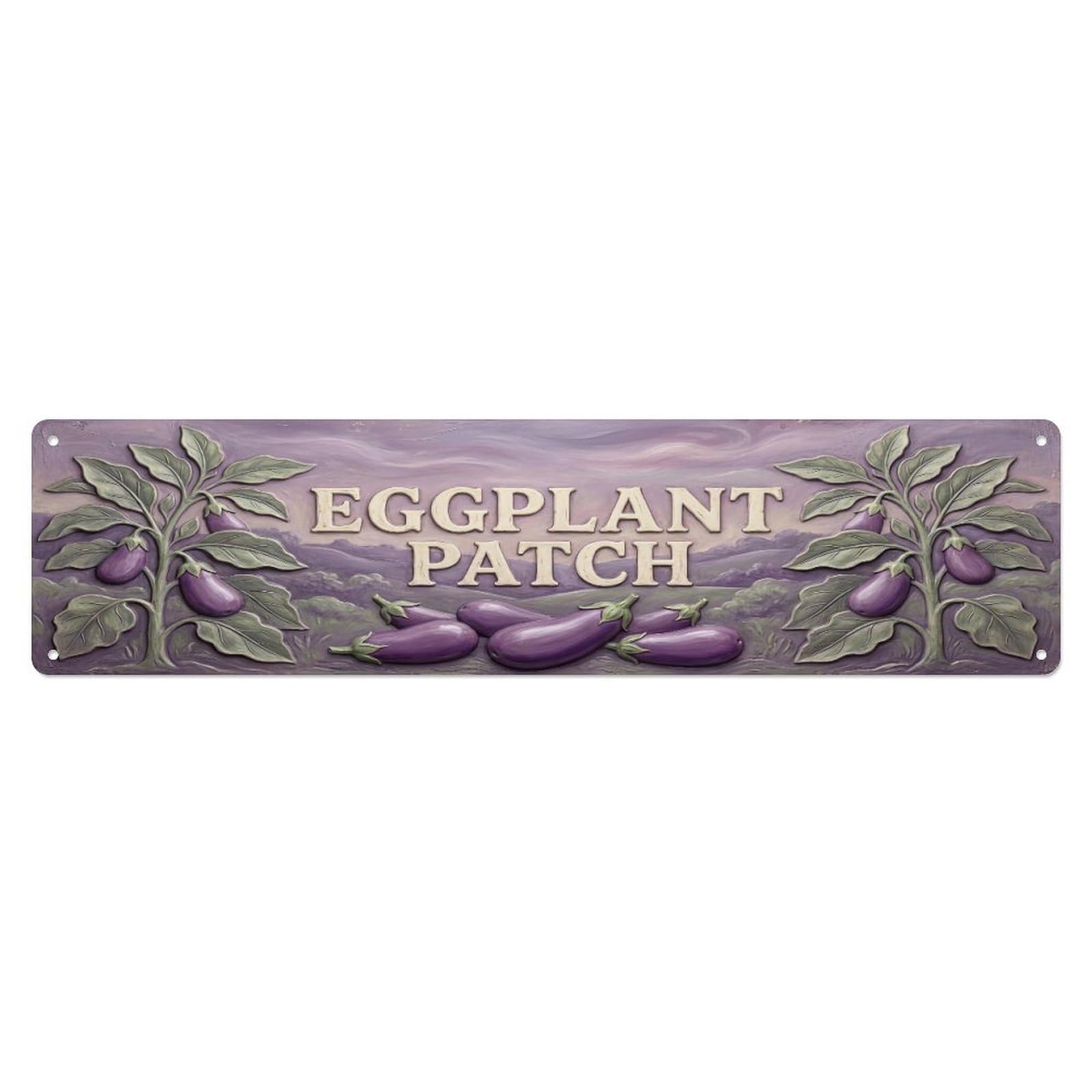 Fqcyn Style Metal Tin Sign Vintage Cottagecore Garden Eggplant Patch