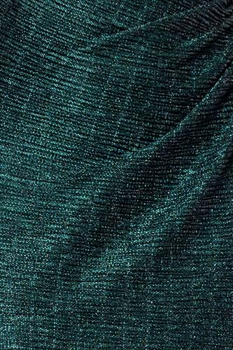Image of Betsy & Adam Women's Metallic Knit Full Length Gown with Bateau Neck & Ruched Bodic