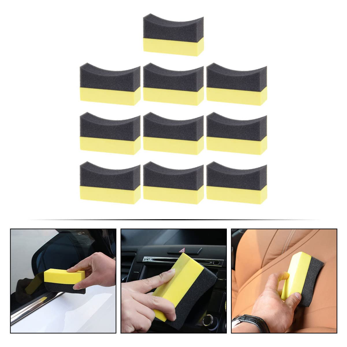50piezas Esponjas De Aplicación para Limpieza De Neumáticos De Herramienta Portátil para Pulido De Interiores De Automóviles para Muebles y Cristales