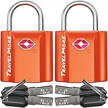 Padlock for Travel Suitcase, Backpack, Locker & More with Keys | TSA Approved | Orange (2pcs)