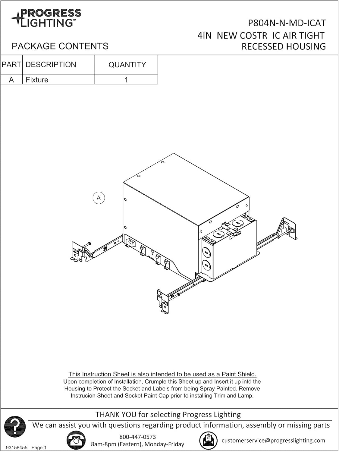 4" Steel Air-Tight IC New Construction Recessed Housing