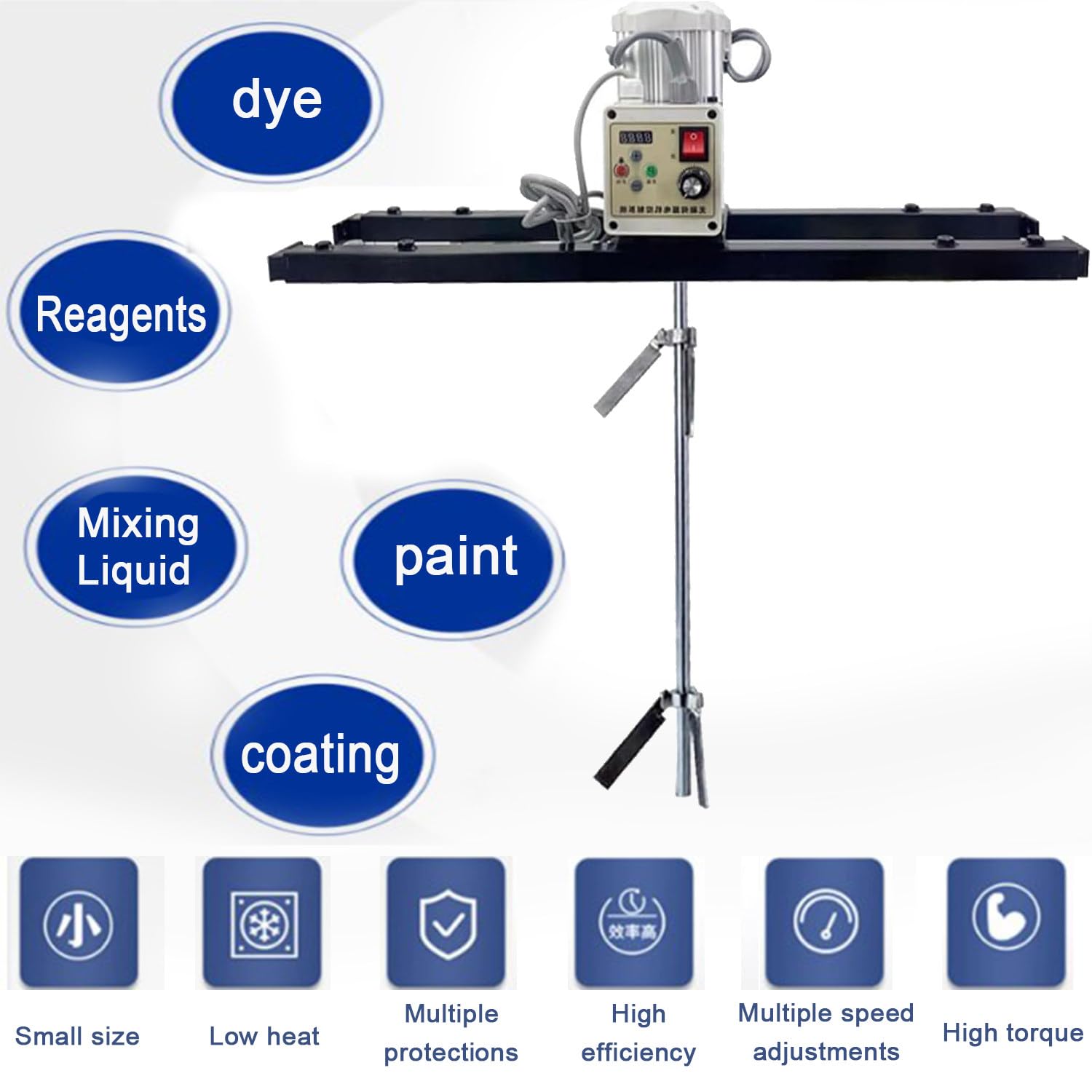 Agitador Eléctrico IBC con Soporte Telescópico 75-120cm,2100W Servomotor,Mezclador Industrial para Tanques 1000L/264Galones,para Pintura,Tintas,Recubrimientos y Sustancias StyleA