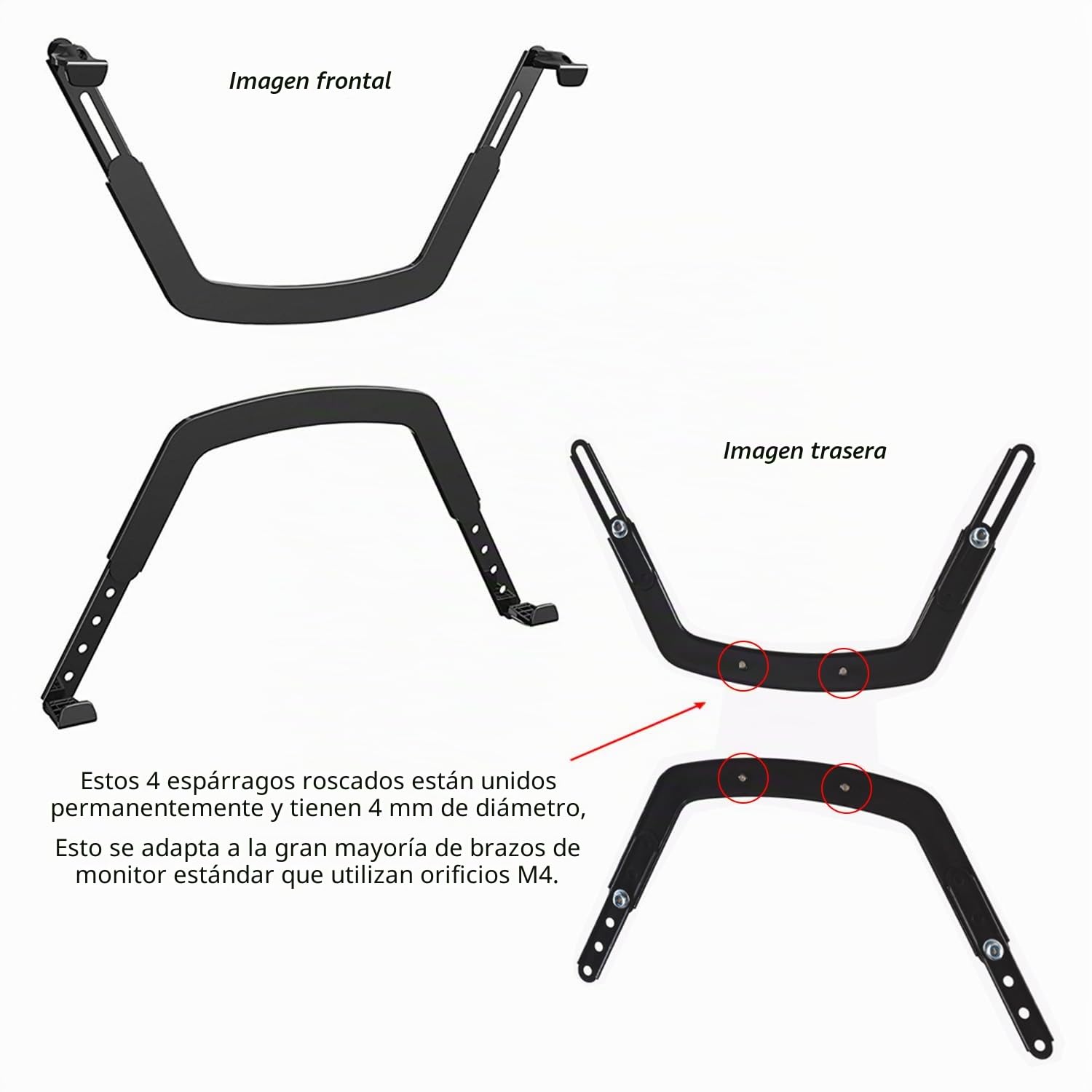 Invision Kit Adaptador No VESA para Monitores PC y Pantallas TV 17"-27" Sin Orificios de Fijación Traseros [Brazo de Monitor o Soporte de TV con Patrón de Montaje 75x75mm] Carga Máx. 6,5kg (NV100)