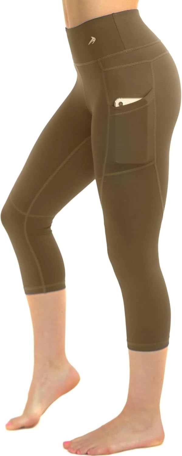 CompressionZ High Waisted Capri Compression Leggings for Women Tummy Control - Workout, Gym, Pilates, Travel, Yoga Pants