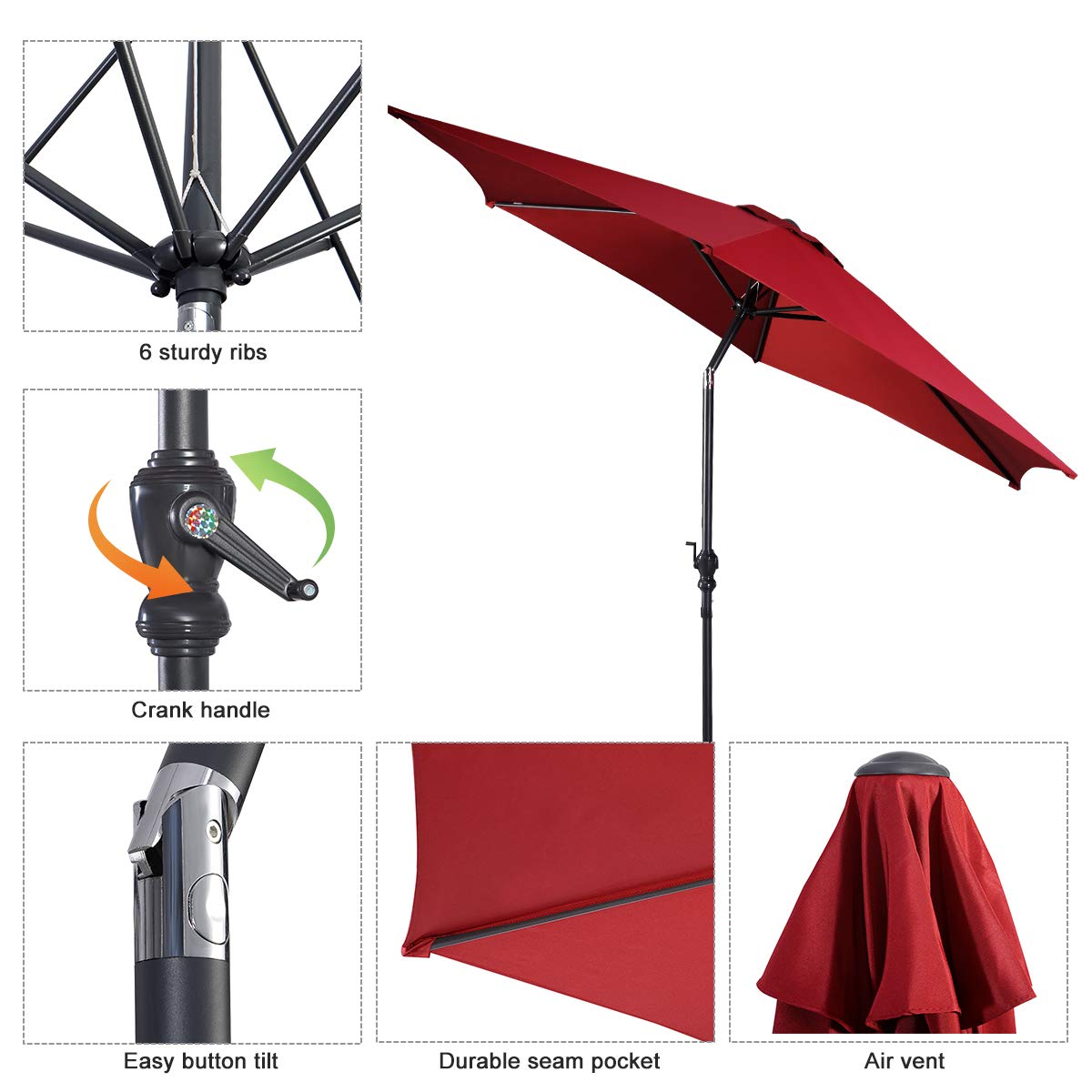 9 ft steel crank and tilt patio umbrella in ruby Toolsempire Outdoor Umbrella, Market Umbrella Picnic Umbrella with & Strong Ribs, Table Umbrellas for Outside Patio, Deck, Beach, Backyard (Burgundy) : Patio, Lawn & Garden Press down the lock Color:Gold / Black Union 2026 Flite Snowboard flat lay