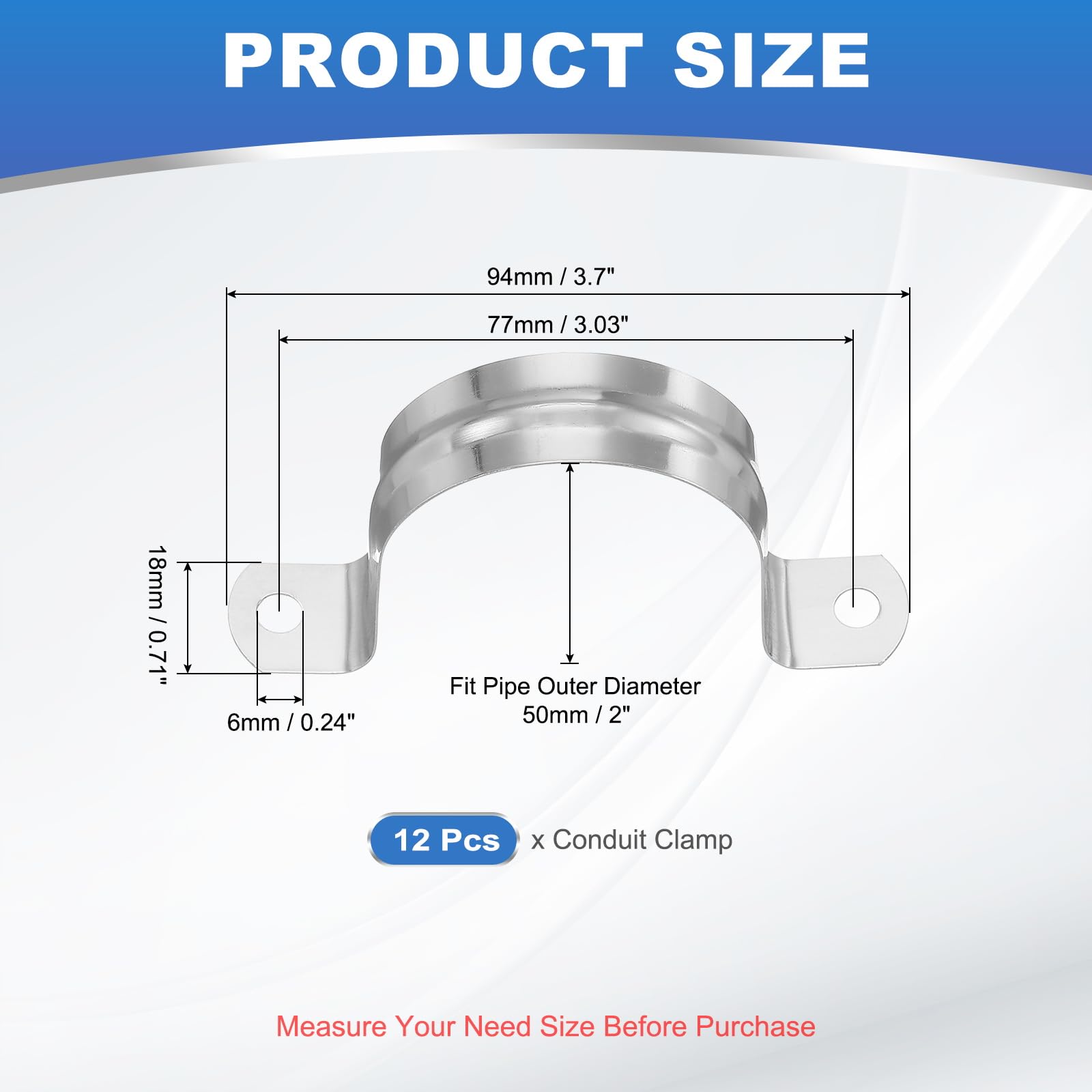 PATIKIL 50mm Rigid Pipe Strap - Image 2