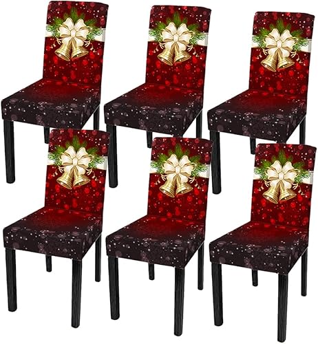 NIDITW Juego de 6 fundas navideñas para sillas de comedor, fundas elásticas para sillas Parsons, extraíbles y lavables, decoración de Navidad para