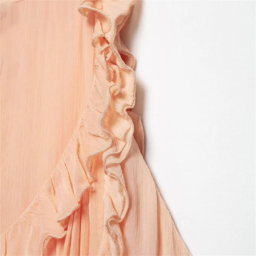 Women's Ruffled Pleated Vest Vintage V-Neck Sleeveless Vest