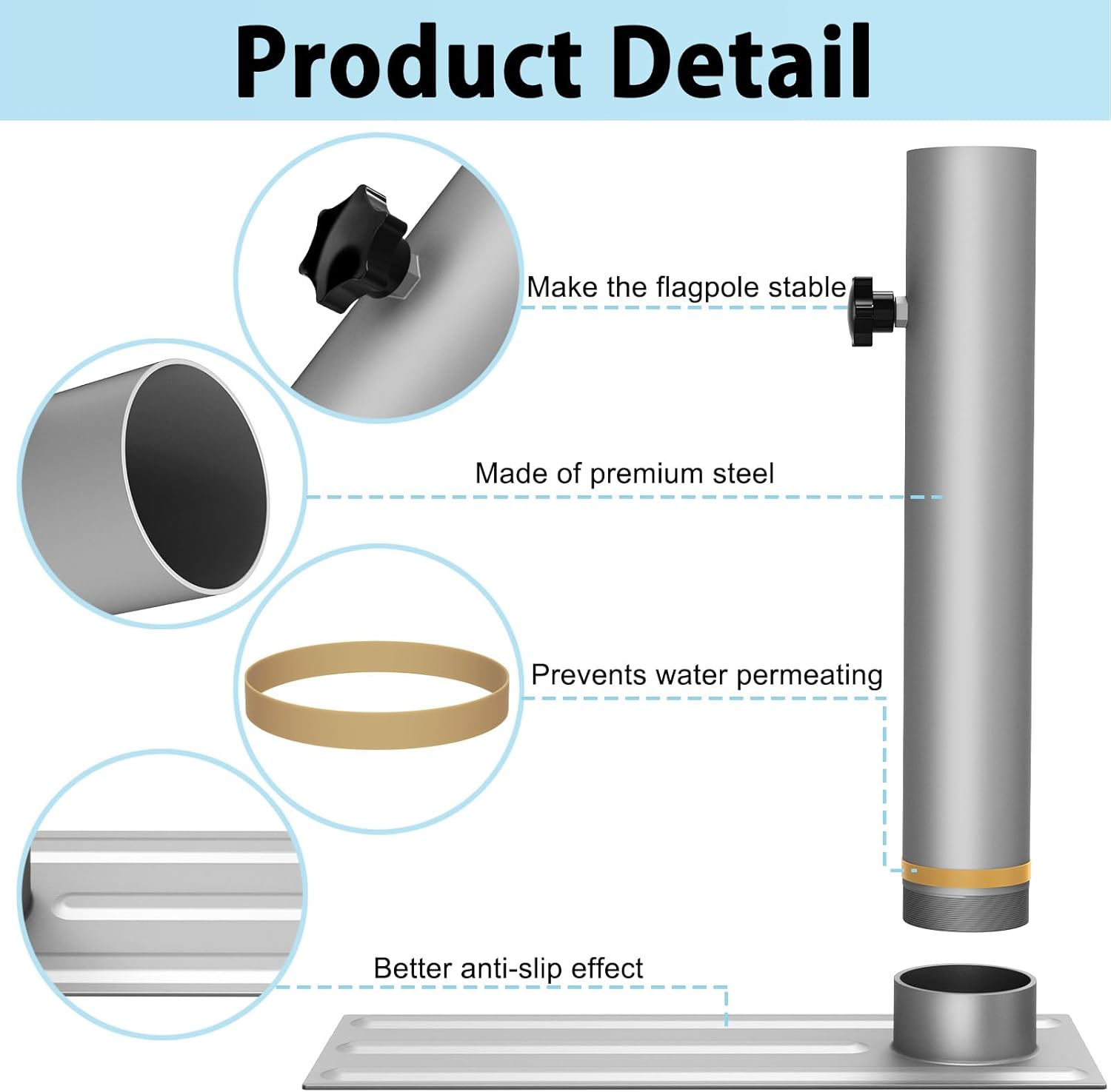 Portable Flag Pole Metal Tire Mount Fit Flag Pole with Diameter 2.57" Flagpole Tire Mount for Tailgate Party Picnic, Company Trip Tire Mount Flagpole Base