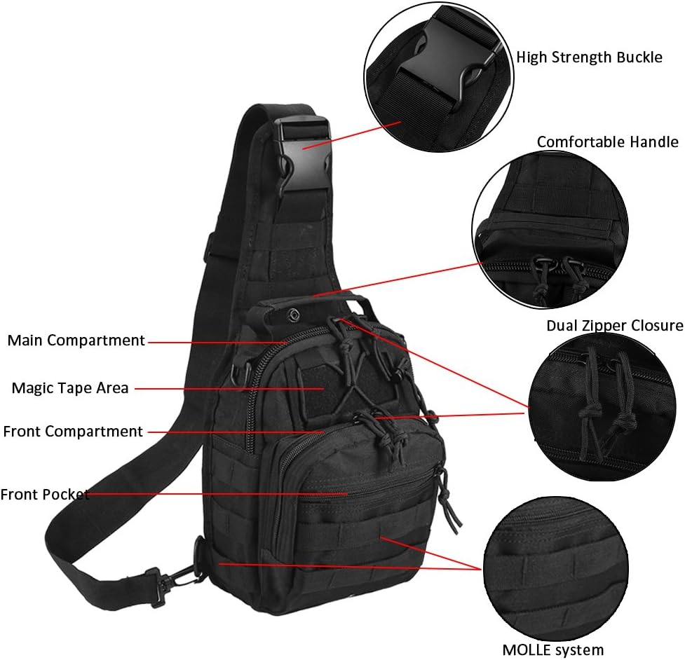 Tactical Shoulder Bag,1000D Outdoor Military Sling Daypack Backpack - Image 4