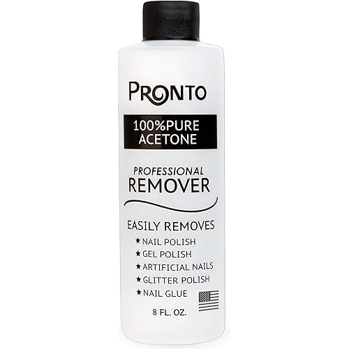 Pronto 100% Acetone Gel Nail Polish Remover - Gel Polish Remover for Nails | Acetone Nail Polish Remover For Nails for Removal of Glue, Gel, Acrylic & Dip | Gel Polish Remover, 8 Fl oz