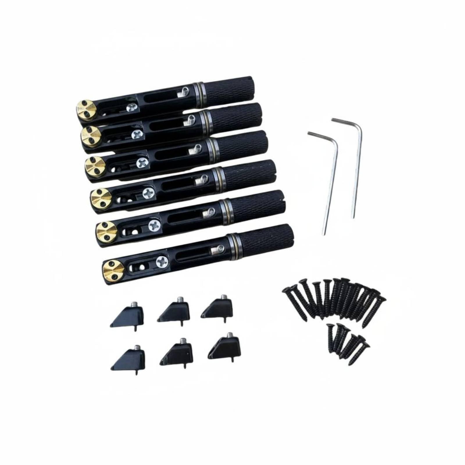 PEXORVA 6 Pieces Metal Body Headless Guitar Bridge Adjustable Split Bridge Saddle Stable Tuning Instrument Part Easy Install for Custom Build, Black|Musical Instruments & Gear | Guitars & Basses-image-39