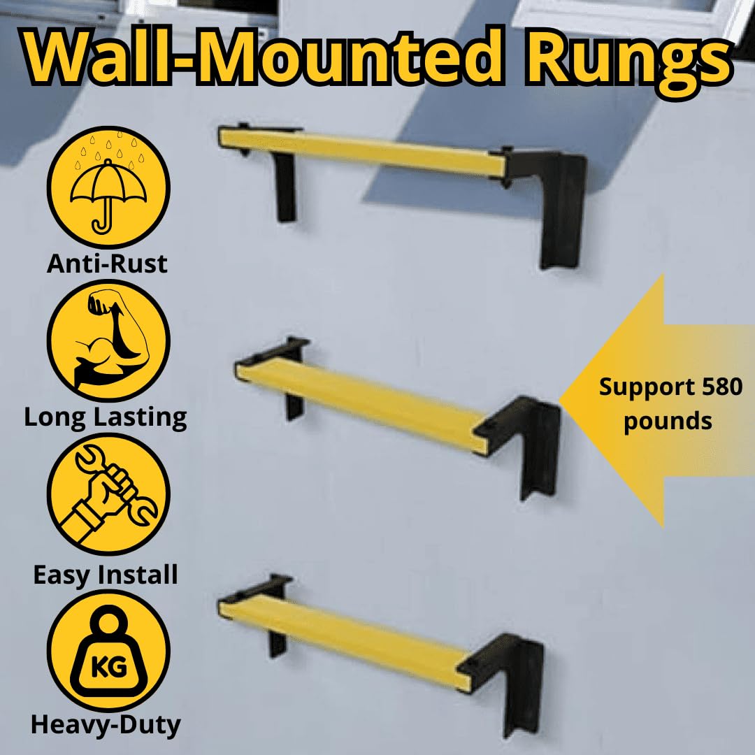 Conjunto de 5 Escalones de Escalada Montados en la Pared ISOP | Escalones Antideslizantes para Pared de Concreto | Escalera Duradera para Casa, Tanque o Pozo | Escalera de Peldaños de Acero Inoxidable