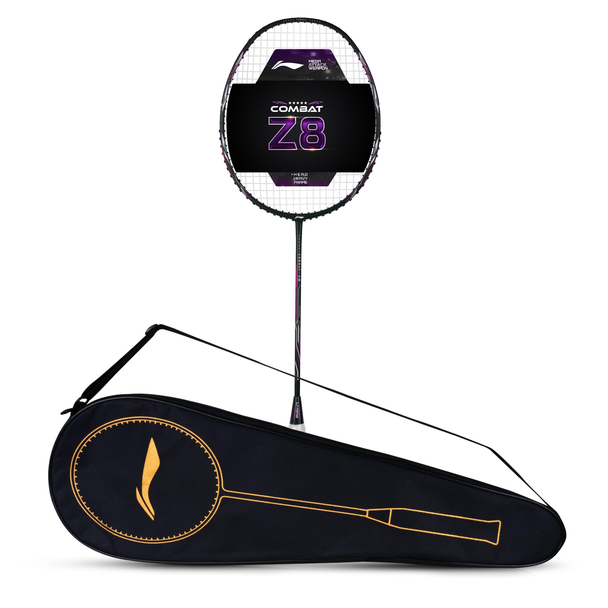 Sponsored Ad – Li-Ning Combat Z8 Carbon Fibre Strung Badmiton Racket with Free Full Cover (DK Slate Grey/Pink, 80 Grams)