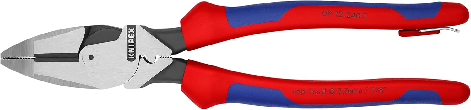 Knipex Tools 09 12 240 T BKA 9 1/4" Ultra-High Leverage Lineman's Pliers with Fish Tape Puller, Crimper, Tether Attachment