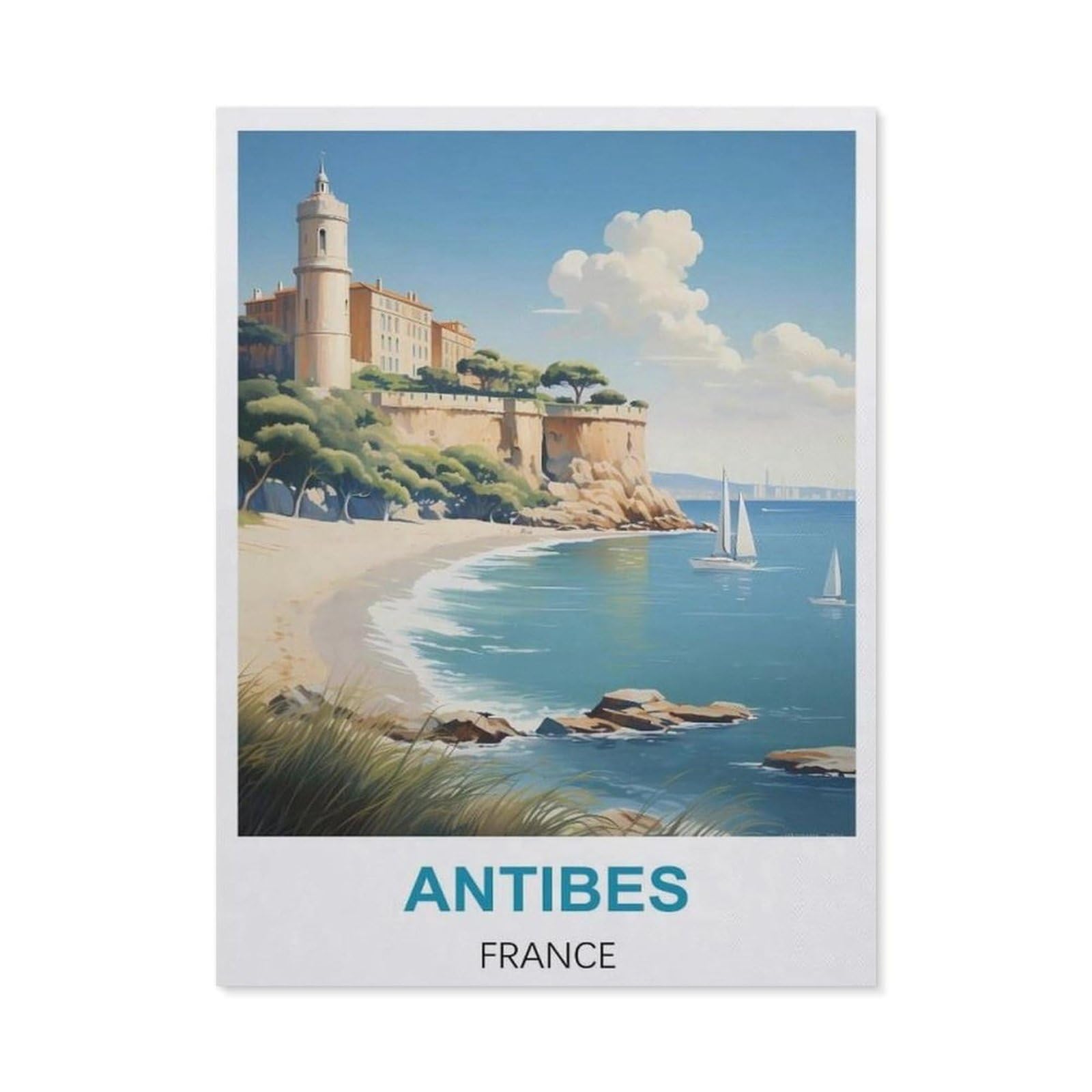BEAYODKP Diamond Painting，Antibes France,Round Full Drill Acrylic Embroidery Cross Stitch Arts Craft Canvas Supply for Home Wall Decor Adults and Kids（50 x 60 cm/19.68 x 23.62 inches）-CA50