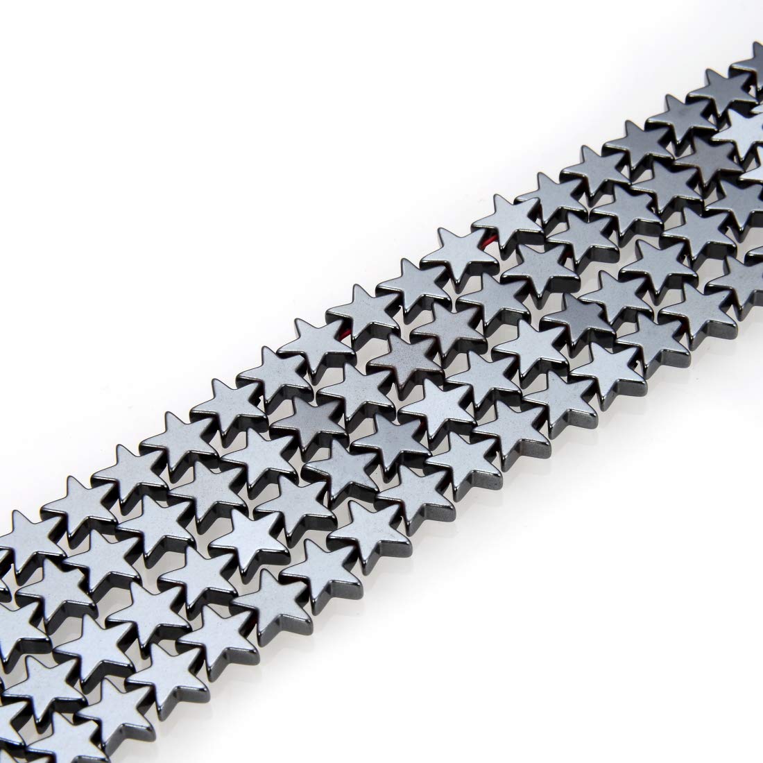 HAAMIIQII50pcs 10mm Natural Black Hematite Loose Gemstone Beads Star Shape Healing Energy Power Beads for Jewelry Making DIY Bracelet Necklace