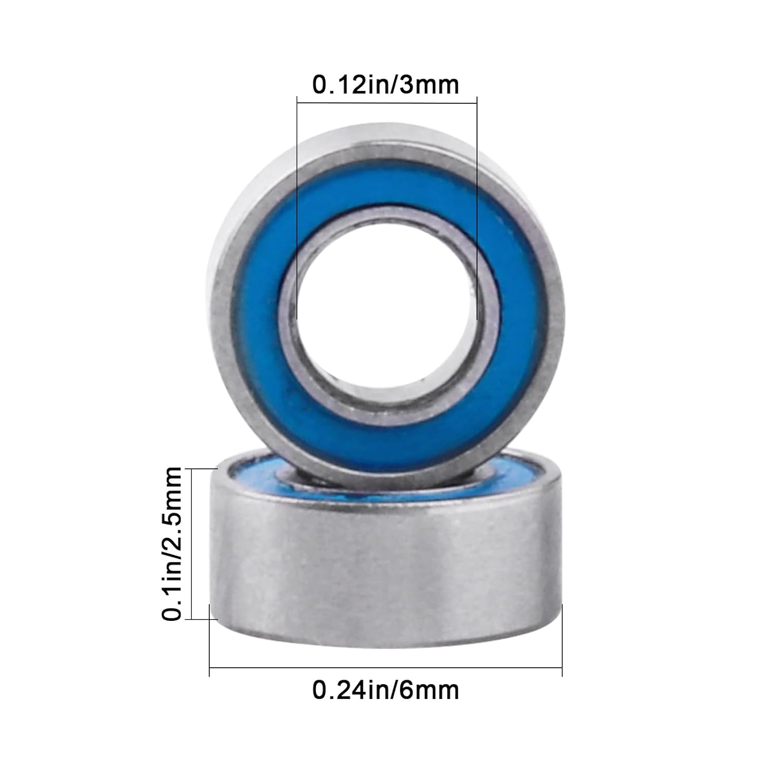 10pcs MR63-2RS Ball Bearings - Miniature Deep Groove Ball Bearing Double Blue Rubber Sealed Chrome Steel for RC Cars/Planes/Drone/Robotics and Small Electric Motors(3x6x2.5mm)