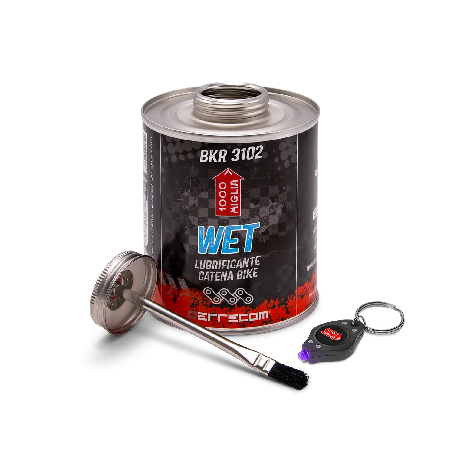 Errecom BKR 3102 Lubrificante Catena Bici Wet - 900 ml, per Condizioni Umide, Bagnate e Fangose, Barattolo All-In-One con Pennello incluso