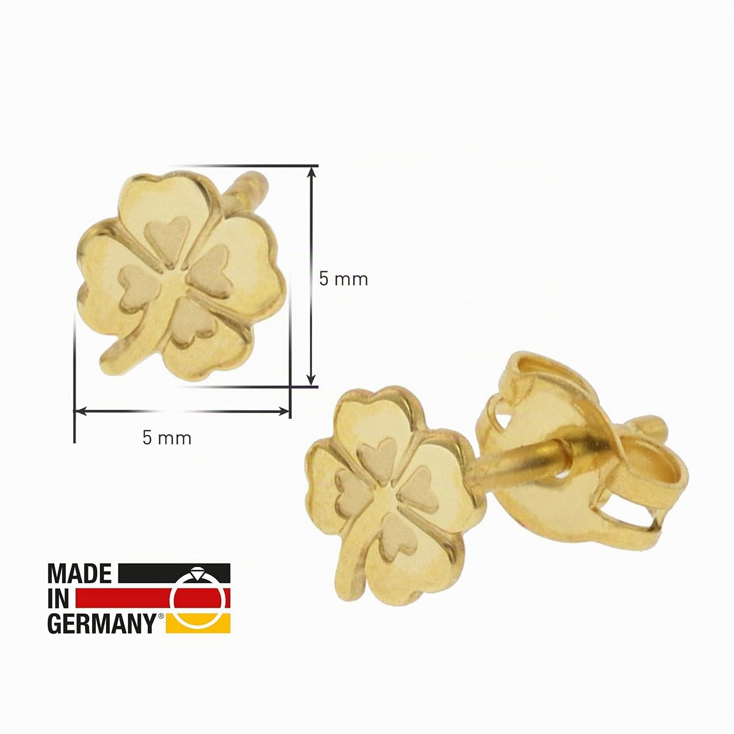 trendor Kinder-Ohrringe Kleeblatt 333 / 8K Gold 51088
